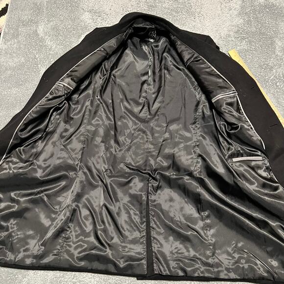 Jos A Bank Mens 38 Overcoat Topcoat Trench Coat Jacket Black 3 Button Wool Blend - Picture 9 of 11